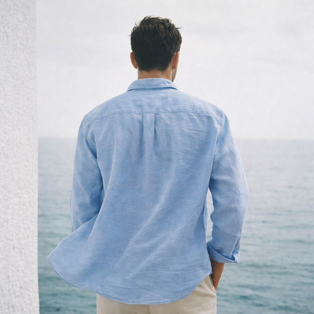 Camisa de lino skyblue lugano espalda